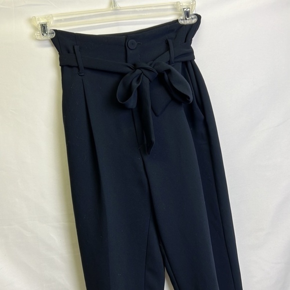 Mango Suit Paper Bag waist Navy Dress Pants Womens Size 2 - Picture 3 of 6